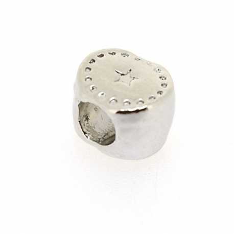 DQ metaal, leerschuiver, zilver, ovaal, 10 x 8 mm, voor rond leer van max 4,6 mm (5 st.)