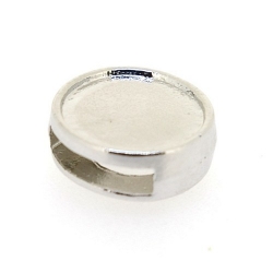 DQ, metalen leerschuiver, zilver, rond, 14 mm, t.b.v. 10 mm leer en 10 mm plaksteen (5 st.)