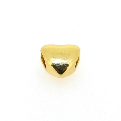 DQ metaal, leerschuiver, goud, hart, 10 mm, voor rond leer van max 4 mm (5 st.)