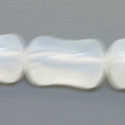 Glaskraal, rechthoek, afgerond, wit, 14 x 8 mm (streng)