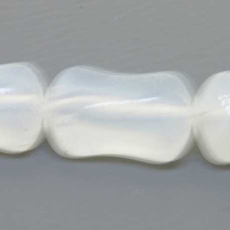 Glaskraal, rechthoek, afgerond, wit, 14 x 8 mm (streng)