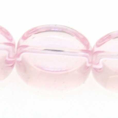 Glaskraal, rond, plat, roze, 12 mm (streng)