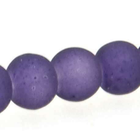 Glaskraal, rond, paars, mat, 6 mm (streng)