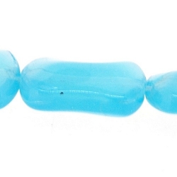 Glaskraal, rechthoek, afgerond, lichtblauw, 14 x 8 mm (streng)