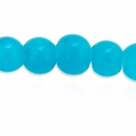 Glaskraal, rond, turquoise, 6 mm (streng)