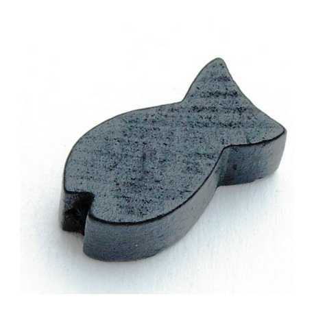 Houten kraal, visje, zwart, 20 x 8 mm (25 st.)