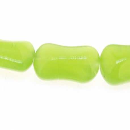 Glaskraal, rechthoek, afgerond, groen, 14 x 8 mm (streng)