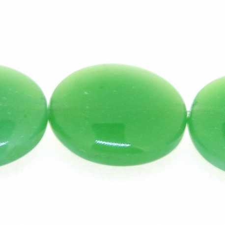 Glaskraal, rond, plat, groen, 19 mm (streng)