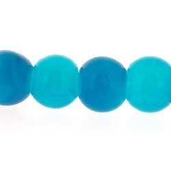 Glaskraal, rond, turquoise, 6 mm (streng)