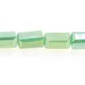 Glaskraal, rechthoek met facetten, groen, AB, 8 x 5 mm (20 stuks)