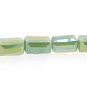 Glaskraal, rechthoek met facetten, petrol, AB, 8 x 5 mm (20 stuks)