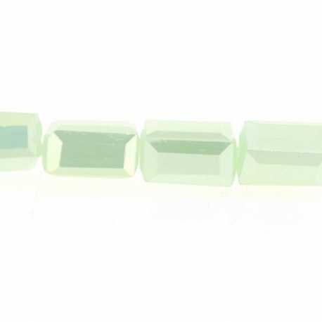 Glaskraal, rechthoek met facetten, mintgroen, AB, 8 x 5 mm (20 stuks)