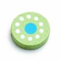 Houten kraal, rond, groen met turquoise stip, 16 mm (25 st.)