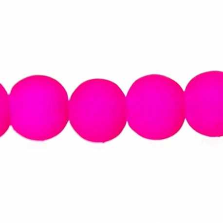 Glaskraal, rond, fuchsia, mat, 6 mm (streng)