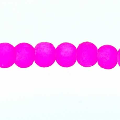 Glaskraal, rond, felroze, mat, 4 mm (streng)