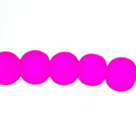 Glaskraal, rond, felroze, mat, 6 mm (streng)