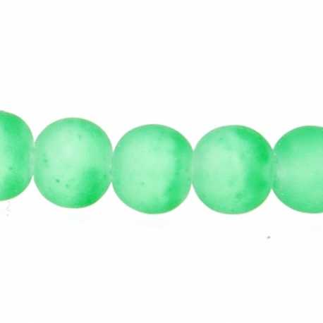 Glaskraal, rond, groen, mat, 6 mm (streng)