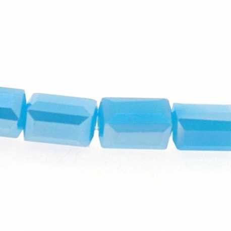 Glaskraal, rechthoek met facetten, blauw, AB, 8 x 5 mm (20 stuks)