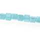 Glaskraal, blokje met facetten, lichtblauw AB, 3 mm (20 stuks)