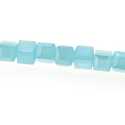 Glaskraal, blokje met facetten, lichtblauw AB, 3 mm (20 stuks)