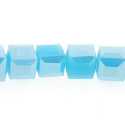 Glaskraal, blokje met facetten, lichtblauw AB, 6 mm (20 stuks)