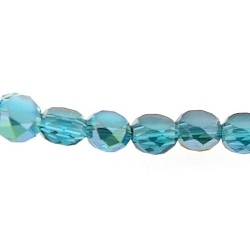 Facetkraal, rond met twee platte zijden, petrol, 4 mm (streng)