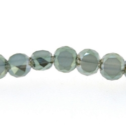 Facetkraal, rond met twee platte zijden, donker petrol, AB, 4 mm (streng)