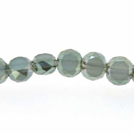 Facetkraal, rond met twee platte zijden, donker petrol, AB, 4 mm (streng)