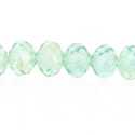 Glaskraal, donut met facetten, lichtgroen, AB, 4 x 6 mm (streng)