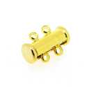 Metaal, schuifslotje, 2 oogjes, goud, 15 mm (3 st.)
