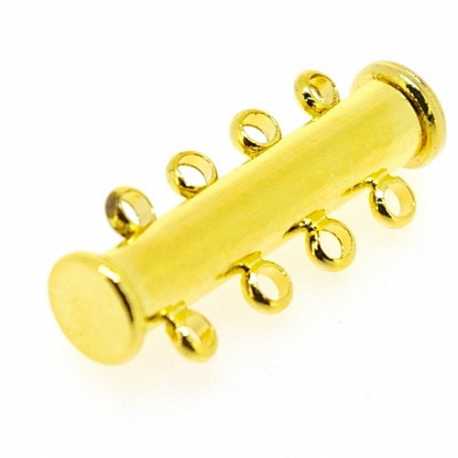Metaal, schuifslotje, 4 oogjes, goud, 26 mm (3 st.)