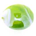 Glaskraal, groen met witte swirl, rond, plat, 16 mm (11 st.)
