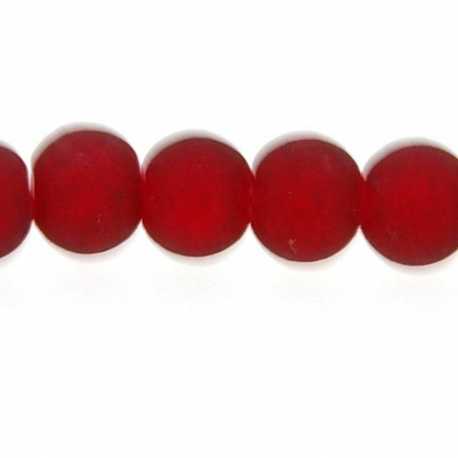 Glaskraal, rond, wijnrood, mat, 4 mm (streng)