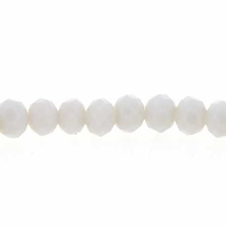 Glaskraal, donut met facetten, lichtgrijs, 3 x 2 mm (1 streng)