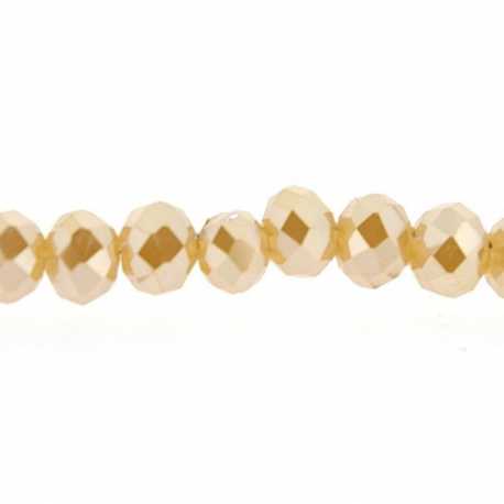 Glaskraal, donut met facetten, caramel, AB, 3 x 4 mm (1 streng)