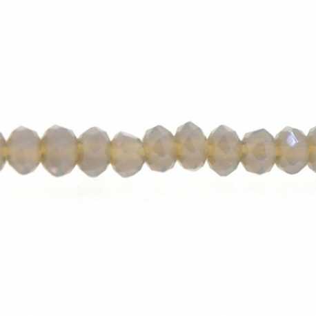 Glaskraal, donut met facetten, grijs, 2 x 3 mm (1 streng)