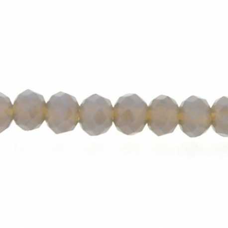 Glaskraal, donut met facetten, grijs, 3 x 4 mm (1 streng)