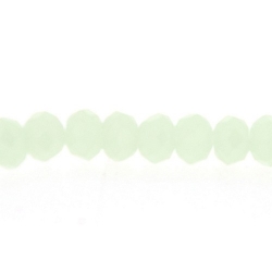 Glaskraal, donut met facetten, lichtgroen, 3 x 4 mm (streng)