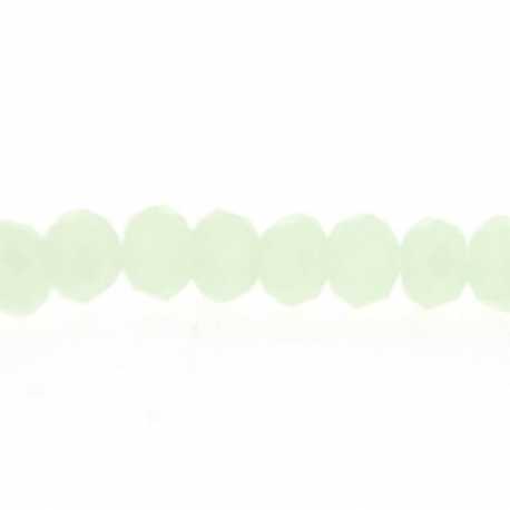 Glaskraal, donut met facetten, lichtgroen, 3 x 4 mm (streng)