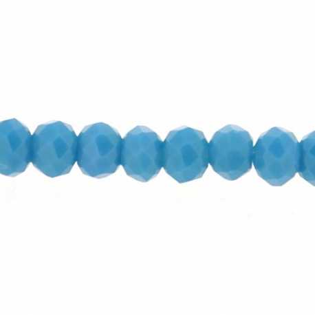 Glaskraal, donut met facetten, blauw, 3 x 4 mm (streng)