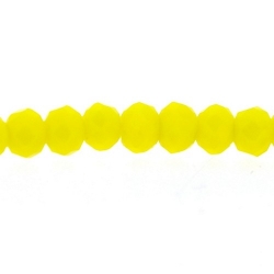 Glaskraal, donut met facetten, geel, 3 x 4 mm (streng)