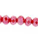 Glaskraal, donut met facetten, rood, AB, 5 x 6 mm (streng)