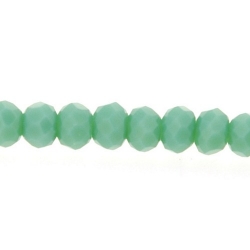 Glaskraal, donut met facetten, groen, 3 x 4 mm (streng)
