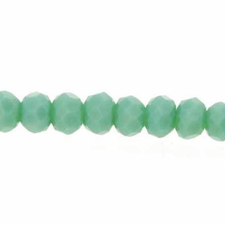 Glaskraal, donut met facetten, groen, 3 x 4 mm (streng)