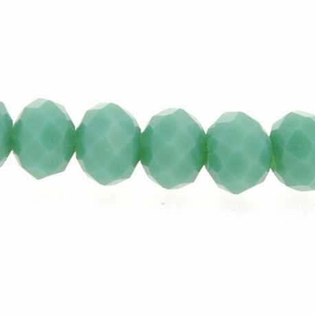 Glaskraal, donut met facetten, groen, 5 x 6 mm (streng)