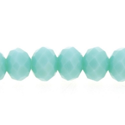 Glaskraal, donut met facetten, mintgroen, 5 x 6 mm (streng)