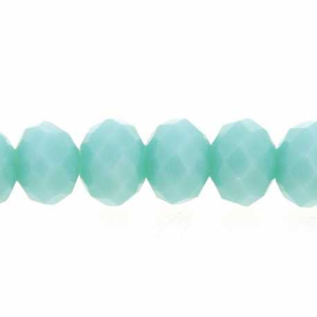 Glaskraal, donut met facetten, mintgroen, 5 x 6 mm (streng)