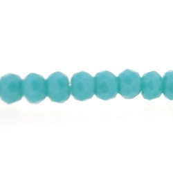 Glaskraal, donut met facetten, zeegroen, 3 x 4 mm (streng)