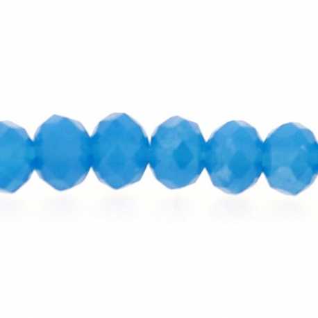Glaskraal, donut met facetten, blauw, 5 x 6 mm (streng)