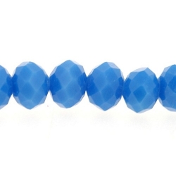 Glaskraal, donut met facetten, blauw, 5 x 6 mm (streng)